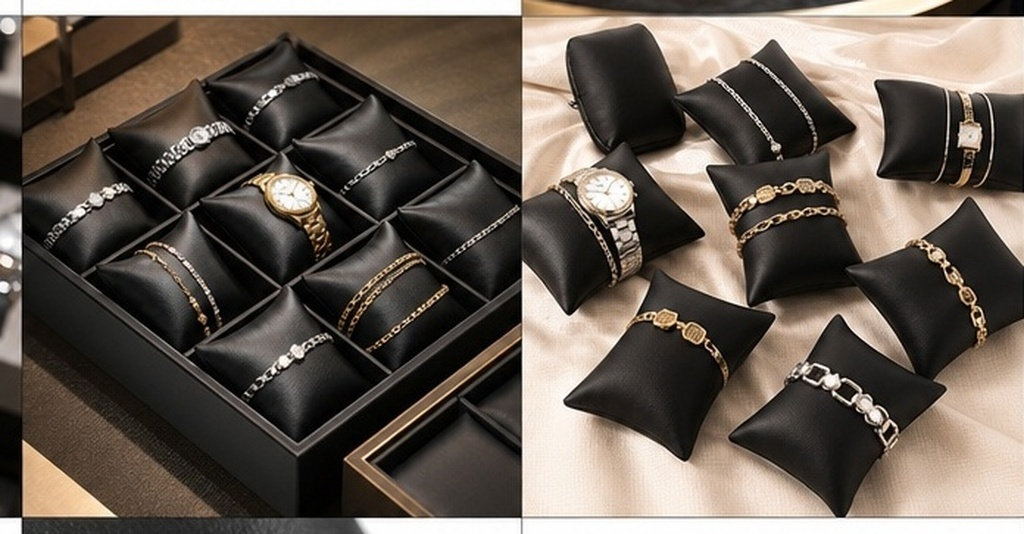Watch Display Box - 12 Stück Uhrenkissen, PU-Schmuckpräsentationskissen für Armbänder,