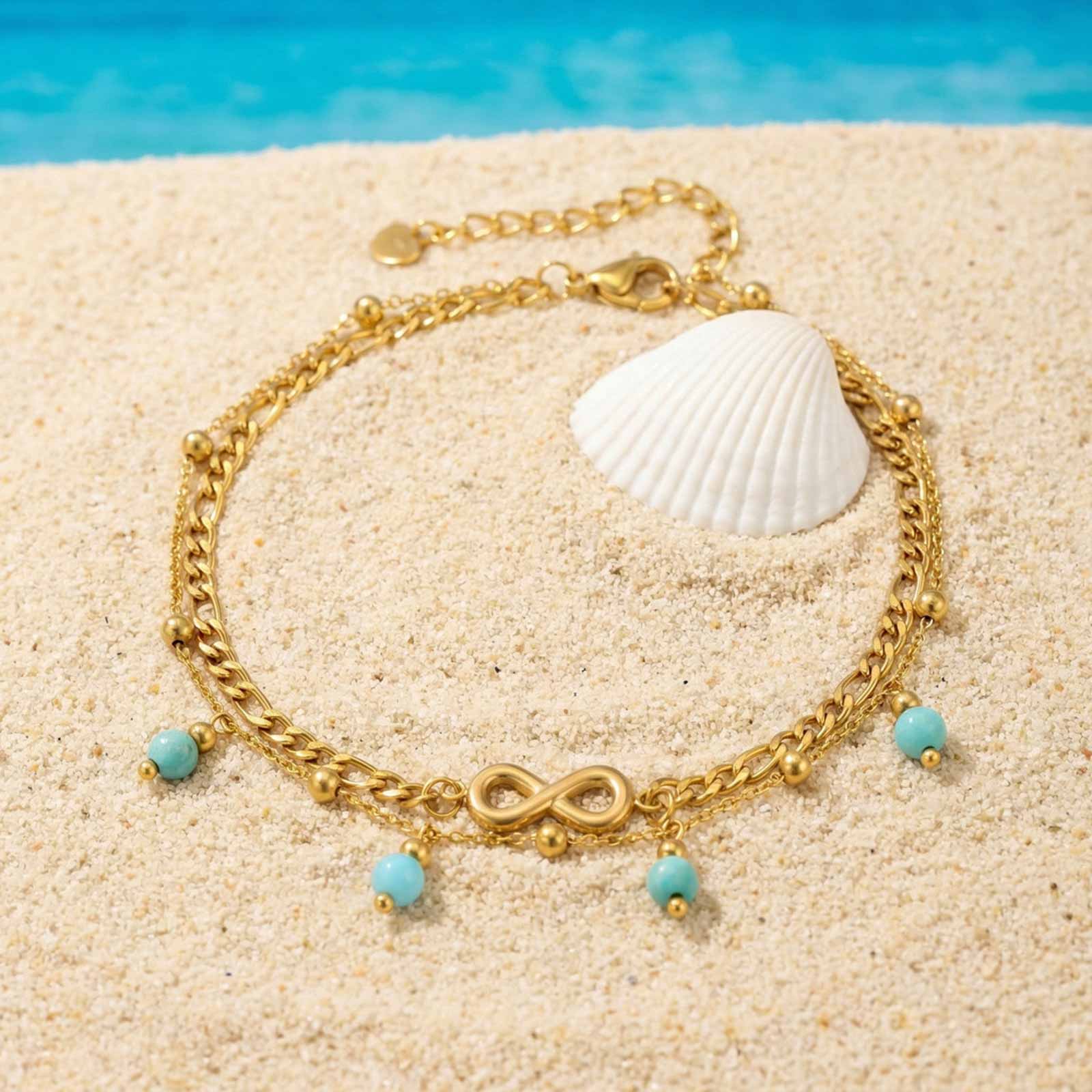Jc Jewelry & Watches Photos - Vnox Neues Boho Doppellagiges Infinity Damen-Fußkettchen